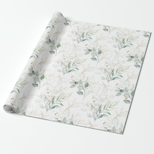 Mint Green Pastel Blumengrün Muster Geschenkpapier