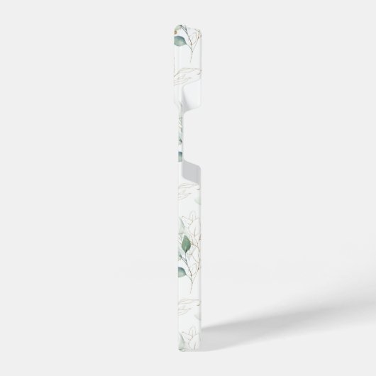 Mint Green Pastel Blumengrün Muster iPhone Hülle (Linke Seite)