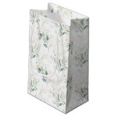 Mint Green Pastel Blumengrün Muster Kleine Geschenktüte (Rückseite Schrägansicht)