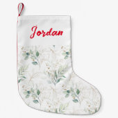 Mint Green Pastel Blumengrün Muster Kleiner Weihnachtsstrumpf (Vorderseite)