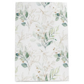 Mint Green Pastel Blumengrün Muster Mittlere Geschenktüte (Vorderseite)