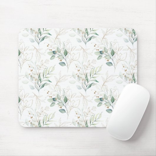 Mint Green Pastel Blumengrün Muster Mousepad (Mit Mouse)