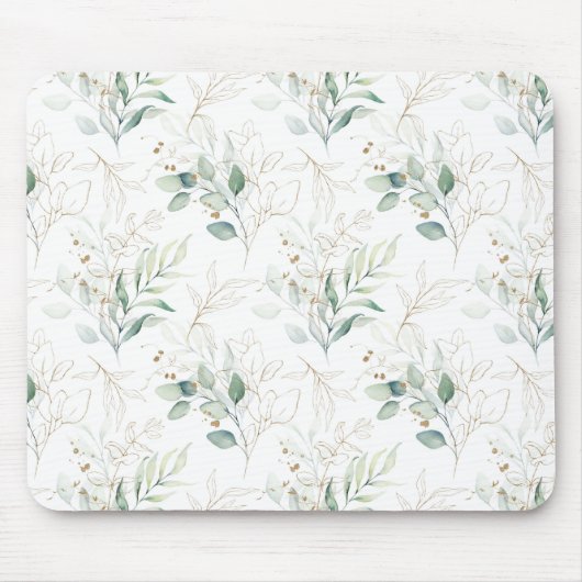 Mint Green Pastel Blumengrün Muster Mousepad (Vorne)
