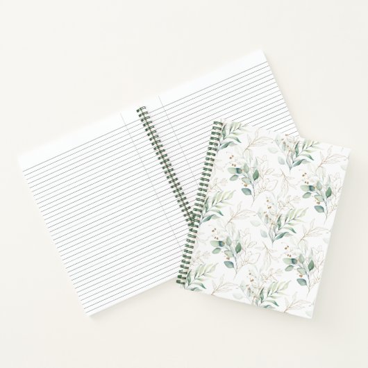 Mint Green Pastel Blumengrün Muster Notizblock (Innenseite)