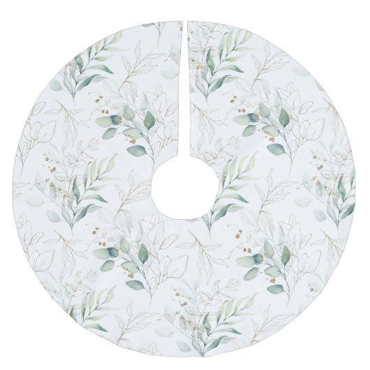 Mint Green Pastel Blumengrün Muster Polyester Weihnachtsbaumdecke (Vorderseite)