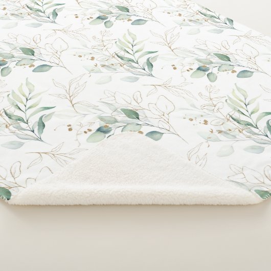 Mint Green Pastel Blumengrün Muster Sherpadecke (3/4)