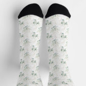 Mint Green Pastel Blumengrün Muster Socken (Oben)
