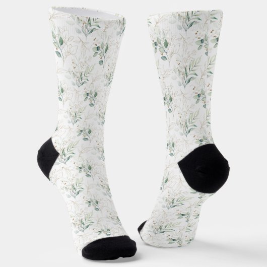 Mint Green Pastel Blumengrün Muster Socken (Gewinkelt)
