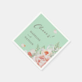 Mint Green & Peach Floral Wedding Napkins Serviette (Ecke)