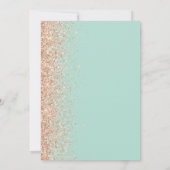 Mint Green Peach Glitter Wedding Einladung (Rückseite)