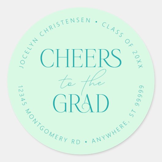 Mint Green Personalisiert Cheers an den Grad Runder Aufkleber (Vorderseite)