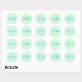 Mint Green Personalisiert Modern Grad Graduate Runder Aufkleber (Blatt)
