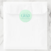 Mint Green Personalisiert Modern Grad Graduate Runder Aufkleber (Tasche)