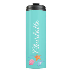 Mint Green Personalisiert Seashells Thermosbecher