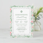 Mint Green Pink Anand Karaj Punjabi Sikh Wedding Einladung (Stehend Vorderseite)