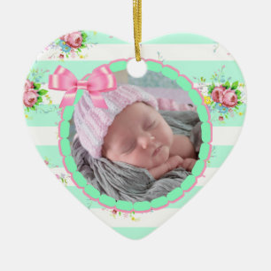Mint Green & Pink Christmas Keepake Ornament