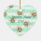 Mint Green & Pink Christmas Keepake Ornament (Hinten)