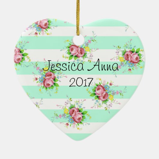 Mint Green & Pink Christmas Keepake Ornament (Hinten)