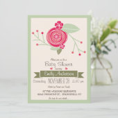 Mint Green & Pink Floral, f Baby Shower Einladung (Stehend Vorderseite)