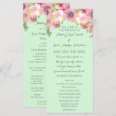 Mint Green Pink Floral Wedding Programm (Vorne/Hinten)