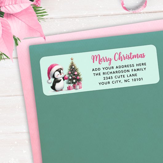 Mint Green Pink frohe Weihnachts Spaß Pinguin Mode