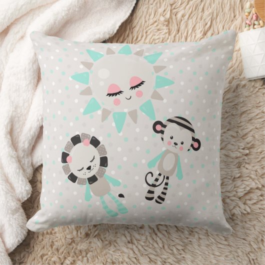 MINT GREEN PINK, GRAU UND SCHWARZ KISSEN (Decke)