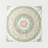 Mint Green Pink Mandala Wandteppich (Vorderseite (Horizontal))