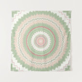 Mint Green Pink Mandala Wandteppich (Vorderseite)