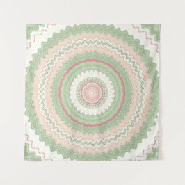 Mint Green Pink Mandala Wandteppich