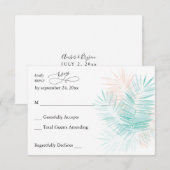 Mint Green & Pink Palmblättern am UAWG RSVP Karte (Vorne/Hinten)