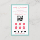 Mint Green Pink Stripes Bakery Logo Loyalty Punch Visitenkarte (Rückseite)