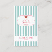 Mint Green Pink Stripes Bakery Logo Loyalty Punch Visitenkarte (Vorderseite)