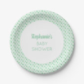 Mint Green Polka Dot Baby Dusche Pappteller (Vorderseite)