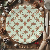Mint Green Polka Dot Gingerbread Mann Weihnachten Pappteller