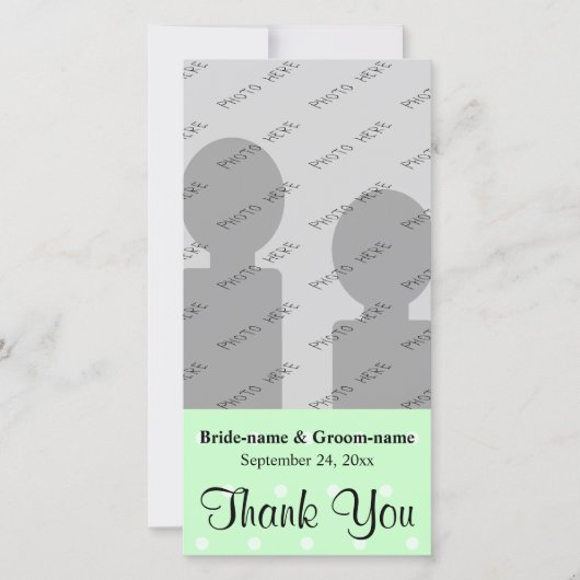 Mint Green Polka Dot Muster. Hochzeit Danke (Vorderseite)