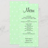 Mint Green Polka Dot Muster. Hochzeitsmenü Menükarte (Vorne/Hinten)