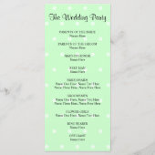 Mint Green Polka Dot Muster. Hochzeitsprogramm Programm (Rückseite)