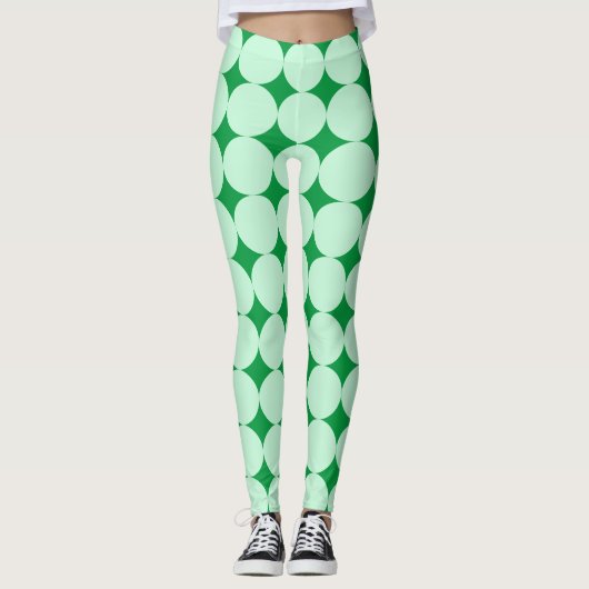 Mint Green Polka Dot St Patrick's Day Leggings (Vorderseite)