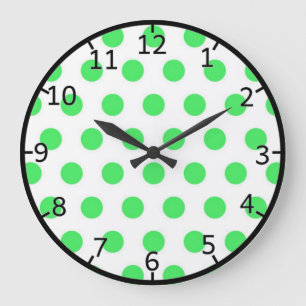 Mint Green Polka Dots Große Wanduhr
