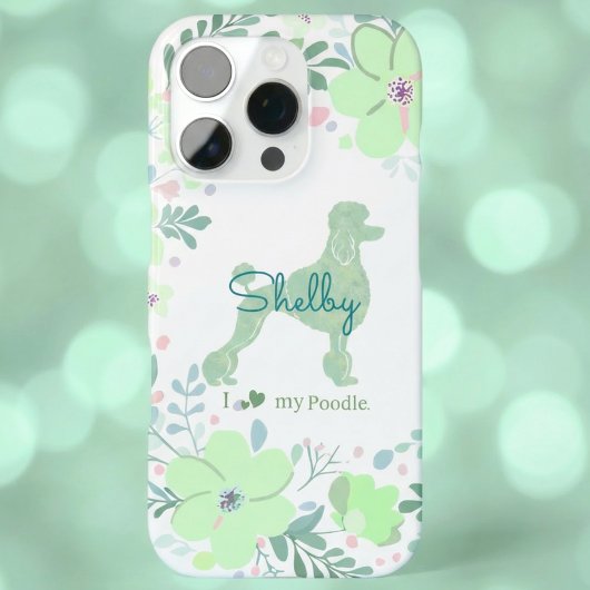Mint Green Poodle | Custom Floral Dog Mom iPhone Hülle