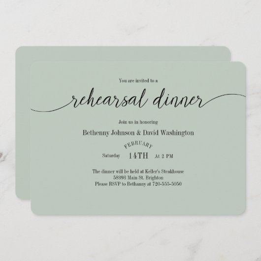 Mint Green Probe Dinner Einladungen (Vorne/Hinten)