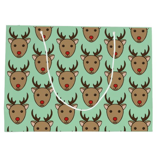 Mint Green Rentier Weihnachtsgeschenktasche Große Geschenktüte (Rückseite)