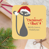 Mint Green Retro AtomBlack Cat Weihnachten Quadratischer Aufkleber