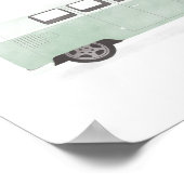 Mint Green Retro Van Kinderzimmer Dekor Poster (Ecke)