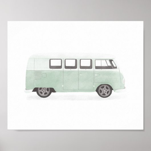 Mint Green Retro Van Kinderzimmer Dekor Poster (Vorne)
