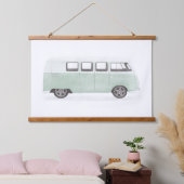 Mint Green Retro Van Kinderzimmer Dekor Wandteppich Mit Holzrahmen (Schlafzimmer)