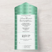 Mint Green Ribbon Wedding All In One Einladung (Innen Boden)