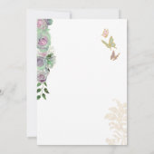  Mint Green Rose Elegant Butterfly Quinceanera Einladung (Rückseite)