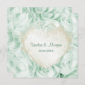 Mint Green Rose Floral Wedding Einladung (Vorne/Hinten)