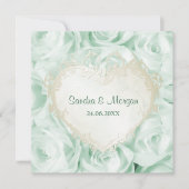 Mint Green Rose Floral Wedding Einladung (Vorderseite)